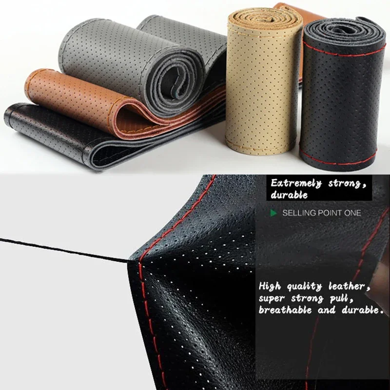 Car steering wheel cover, high-grade artificial leather steering wheel cover with needle thread, manual DIY installation
Car steering wheel cover, high-grade artificial leather steering wheel cover with needle thread, manual DIY installation