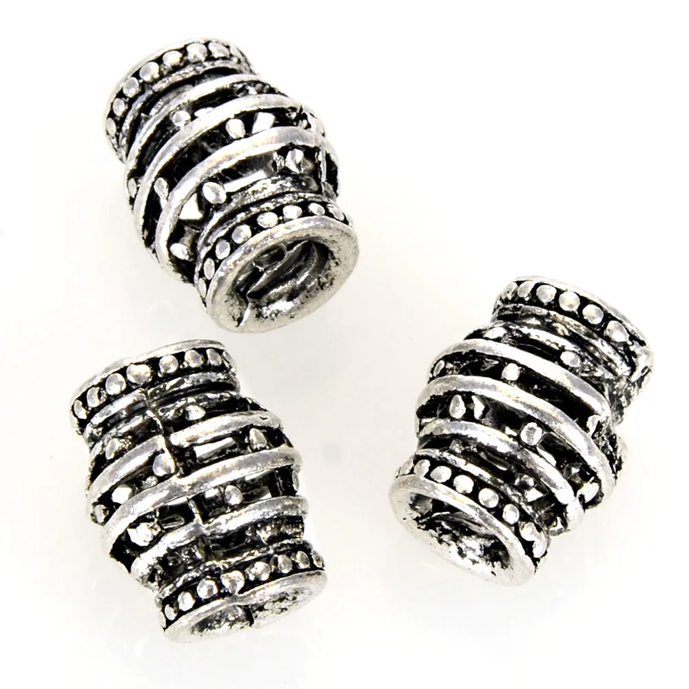 

Miasol 10 Pcs Vintage Antique Silver Hollow Metal Cast Spacers Charms Beads For DIY Bracelet Jewelry Making Accessories