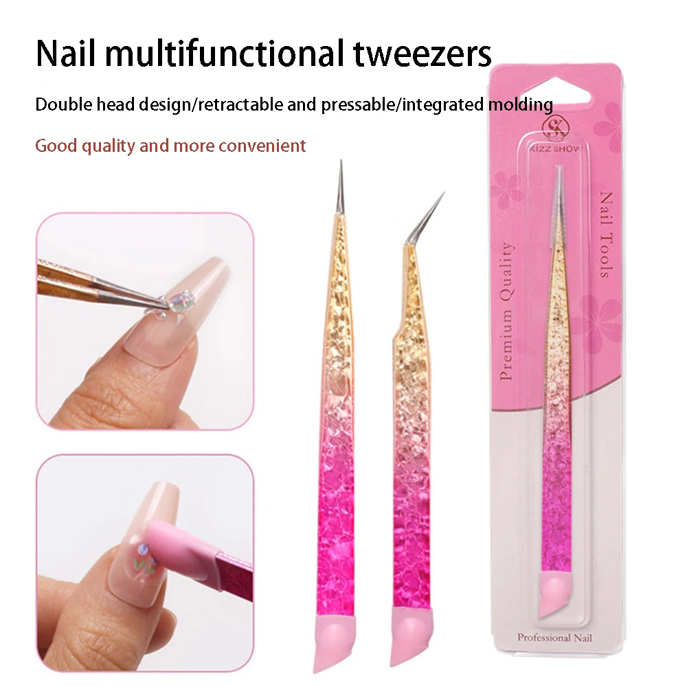 Nail Multifunctional Double Headed Tweezers For Gripping Manicure Stickers With Silicone Press Rod Embossing Nails Art Tools
Nail Multifunctional Double Headed Tweezers For Gripping Manicure Stickers With Silicone Press Rod Embossing Nails Art Tools