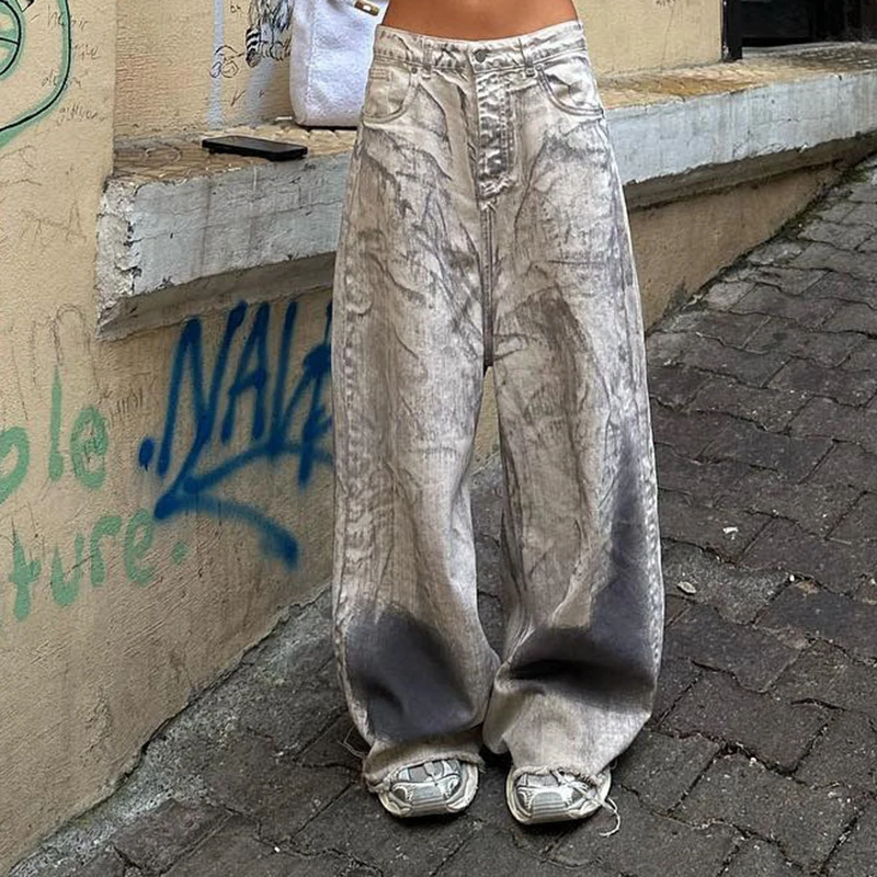 PASSIONNÉ Print Denim Trousers for Women Low Waist Hit-color Wide Leg Pants Female Street Wear Fashion 2023 Vintage New
PASSIONNÉ Print Denim Trousers for Women Low Waist Hit-color Wide Leg Pants Female Street Wear Fashion 2023 Vintage New