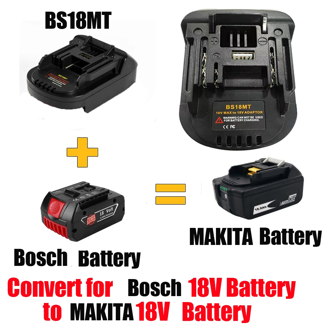 Адаптер для аккумулятора BS18MT преобразователь USB аккумуляторов Bosch 18 в BAT619G/620