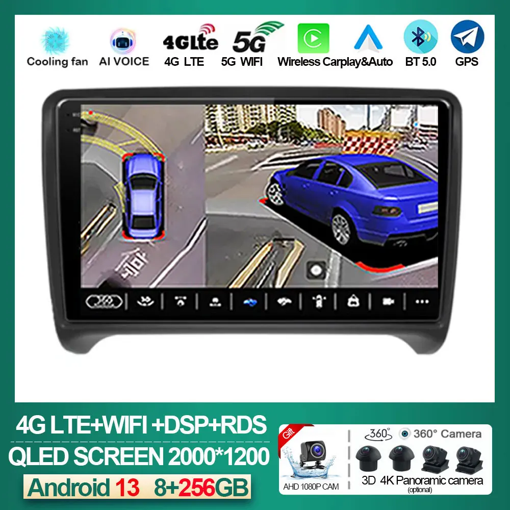 

Car Radio For Audi TT MK2 8J 2006 - 2014 Android 13 Multimedia Video Player Navigation GPS Carplay QLED Touch Screen Auto Stereo