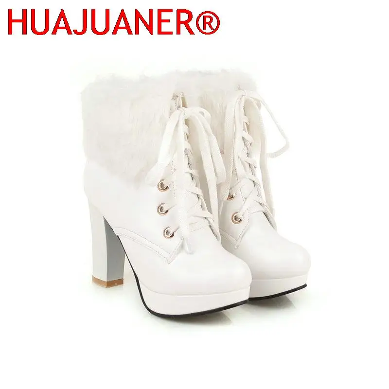 White Fur Platform boots Women's Warm Wool Boots Shoe For Ladies Sexy Sweet Round Toe Lace Up High Block Heel Snow Boots
White Fur Platform boots Women's Warm Wool Boots Shoe For Ladies Sexy Sweet Round Toe Lace Up High Block Heel Snow Boots