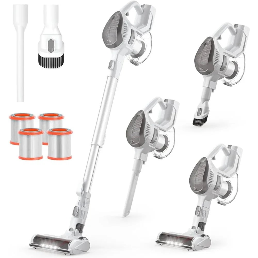 

6 in 1 Stick Vacuum Cleaner ，with 4 Filters 8-Cell Battery & 40 Mins Running Time 1.3L Dust Cup&LED Floor Brush Head