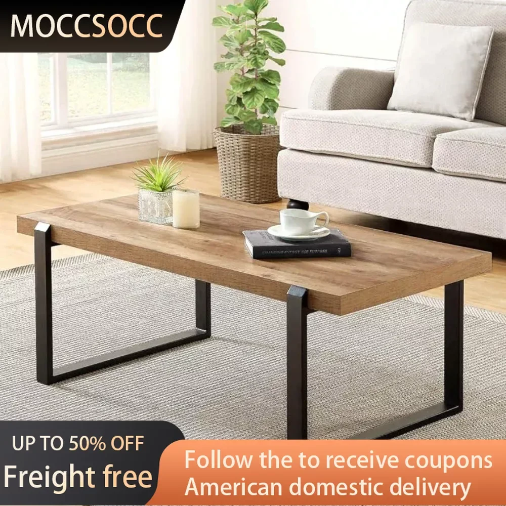 

Wood and Metal Industrial Cocktail Table for Living Room Dining Tables Basses Rustic Coffee Table 47 Inch Oak Freight Free Coffe
