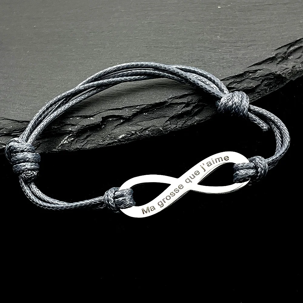 

Customlized Name Infinite Sign Handmade Rope Braid Bracelet Bangle For Women Men Charm Adjustable Cuff Jewelry Gift FreeShipping