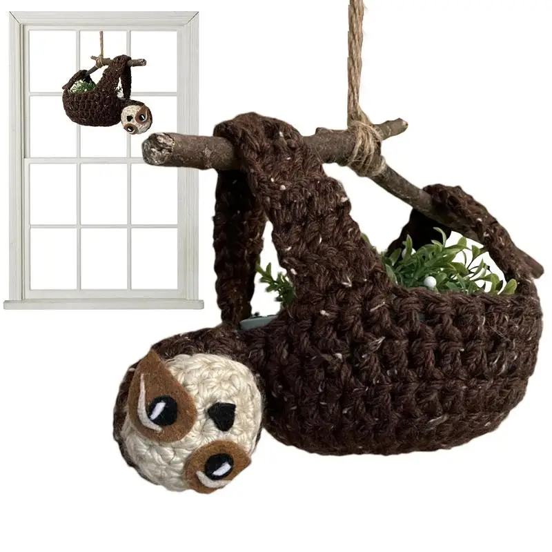 

Macrame Hanging Planter Sloth Shape Succulent Plant Hanger Bohemian Style Indoor Outdoor Flower plant Pot Holder For Balcony