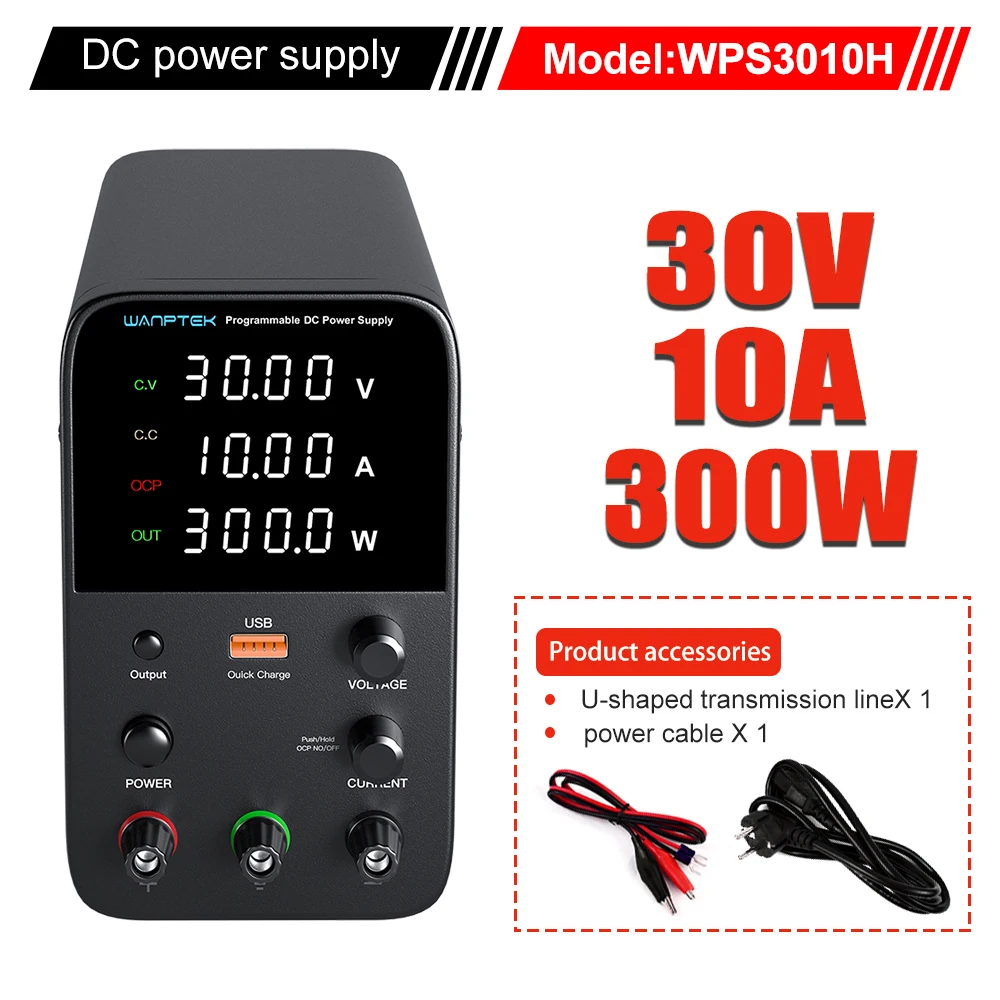 Блок питания постоянного тока WPS3010H, 30 в, 10 а, с тройным окошком, с USB-дисплеем, быстрая зарядка, Регулируемый импульсный источник питания, для ремонта и старения
Блок питания постоянного тока WPS3010H, 30 в, 10 а, с тройным окошком, с USB-дисплеем, быстрая зарядка, Регулируемый импульсный источник питания, для ремонта и старения