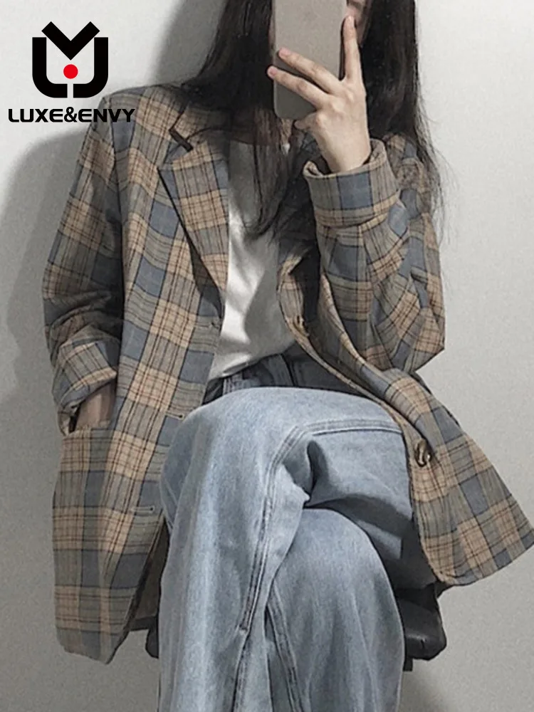 LUXE&ENVY Checkered Suit Jacket For Women New Korean Version Autumn Thin Casual Small Suit Top 2023 Autumn
LUXE&ENVY Checkered Suit Jacket For Women New Korean Version Autumn Thin Casual Small Suit Top 2023 Autumn