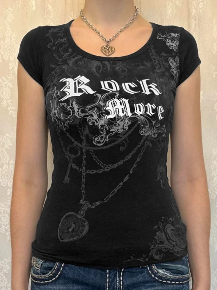 HOUZHOU Vintage Punk Streetwear T Shirts Women Japanese Style 2000s Y2k Cutecore Gothic Print Sexy Slim Tees Tops E-girl 2024
HOUZHOU Vintage Punk Streetwear T Shirts Women Japanese Style 2000s Y2k Cutecore Gothic Print Sexy Slim Tees Tops E-girl 2024
