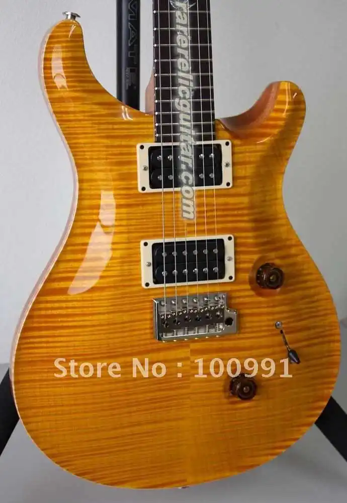 

Private Stock Reed Yellow Flame Maple Top Electric Guitar Rosewwood Fingerboard Pearl Bids Inlay Tremolo Bridge Whammy Bar
