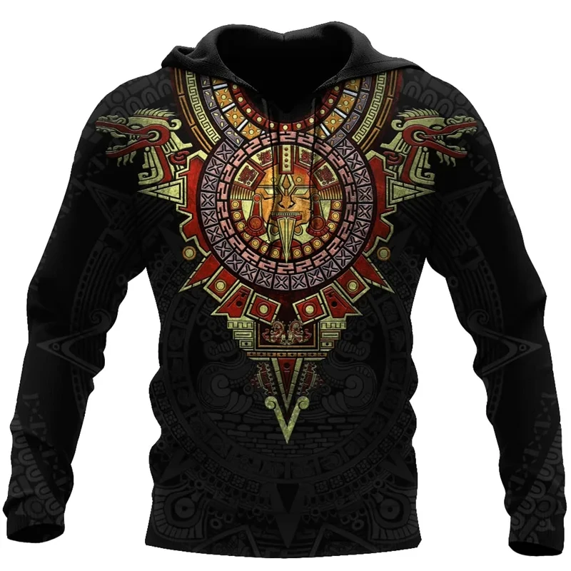 

Mexico Aztec Graphic Hoodie Men Clothing Vintage 3D Mexican Goth Horror Print New In Hoodies Women Harajuku Fashion Y2k Pullover