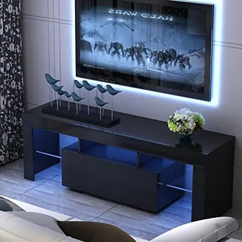 TV Stand with LED, Entertainment Center with Drawer for 55 60 Inch TV, Modern High Gloss TV Console Cabinet with 2 Glass Open Sh
TV Stand with LED, Entertainment Center with Drawer for 55 60 Inch TV, Modern High Gloss TV Console Cabinet with 2 Glass Open Sh