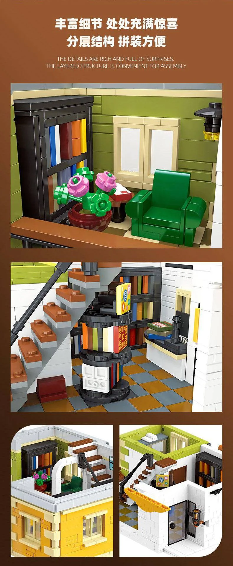 Creative IDEAS City Light Upside Down Book shop Building Blocks MOC street view Model Set Adult Bricks Gift Set Toys Creative IDEAS City Light Upside Down Book shop Building Blocks MOC street view Model Set Adult Bricks Gift Set Toys