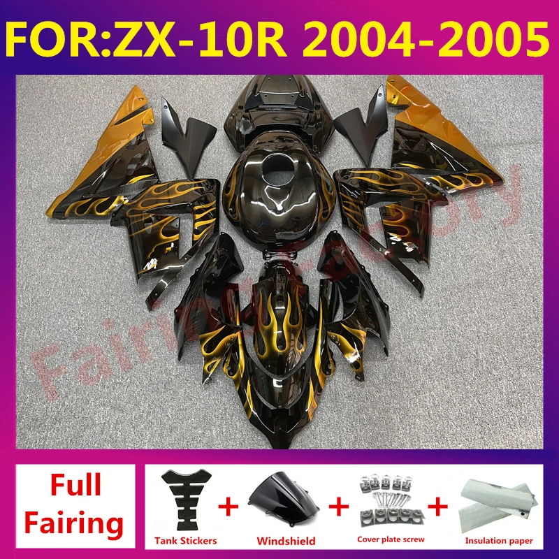 For Kawasaki Ninja ZX10R ZX 10R ZX-10R 2004 2005 Motorcycle Fairing Kit ABS Injection mold kits Accessories zxmt set gold flame
For Kawasaki Ninja ZX10R ZX 10R ZX-10R 2004 2005 Motorcycle Fairing Kit ABS Injection mold kits Accessories zxmt set gold flame