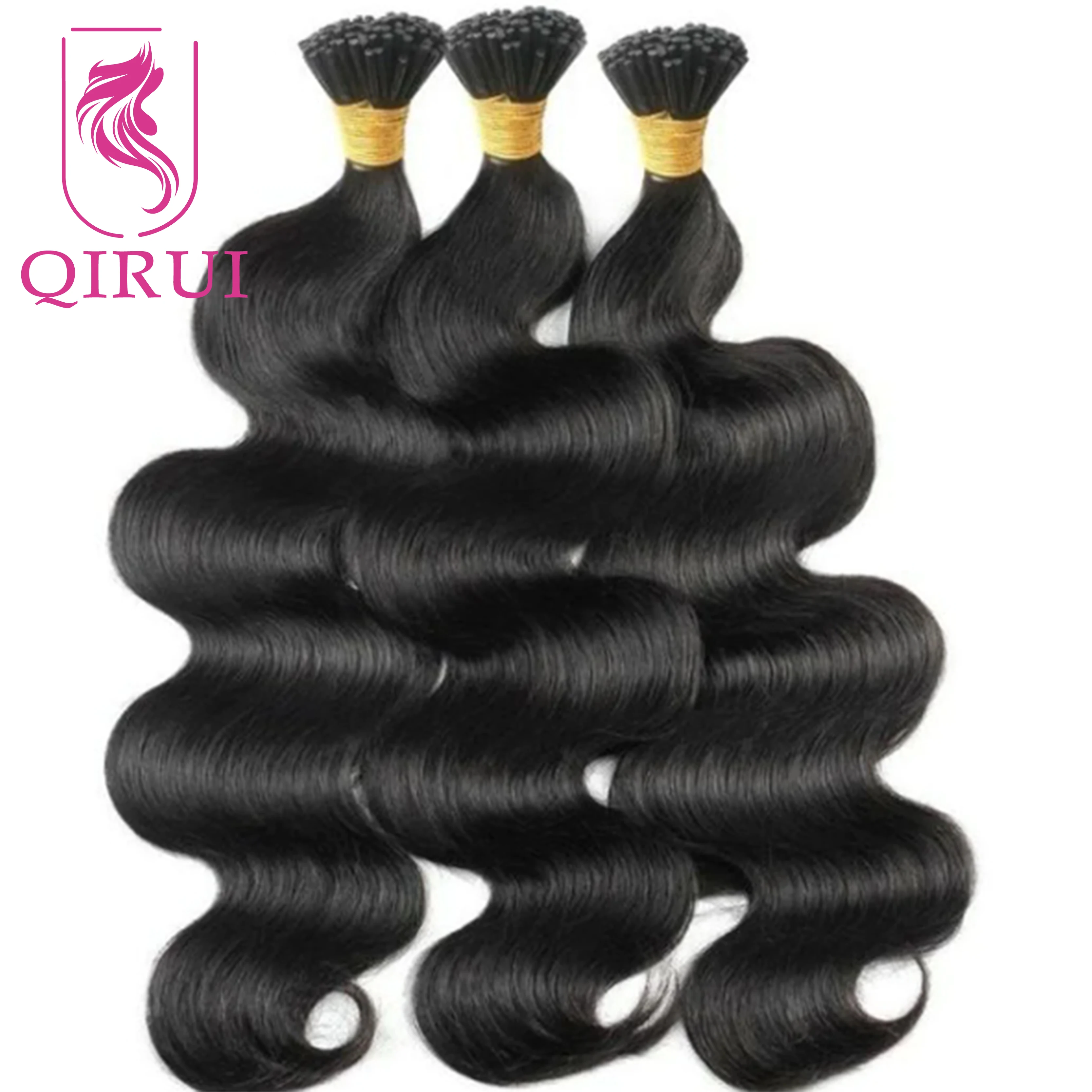 

Double Drawn I Tip Hair Extensions 100% Real Itip Human Hair Remy Brazilian Body Wave Fusion Hair Bundles For Black Women