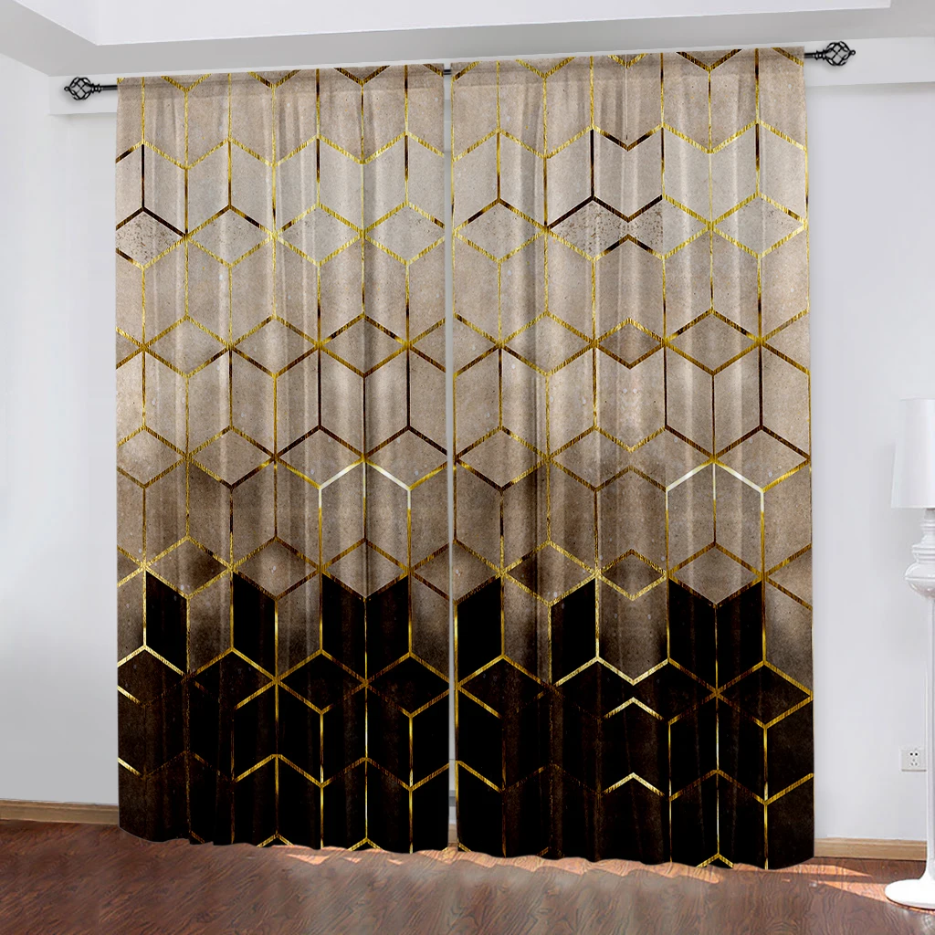 

Luxury Color Gold Texture Curtains Dali Texture Semi Blackout Curtains 2 Panels Modern Home Living Room Bedroom Decor Curtains