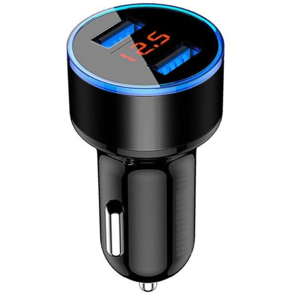 

3.1A Dual USB Car Charger 2 Port LCD Display 12-24V Fast Quick Charging Auto Power Adapter With LED Light