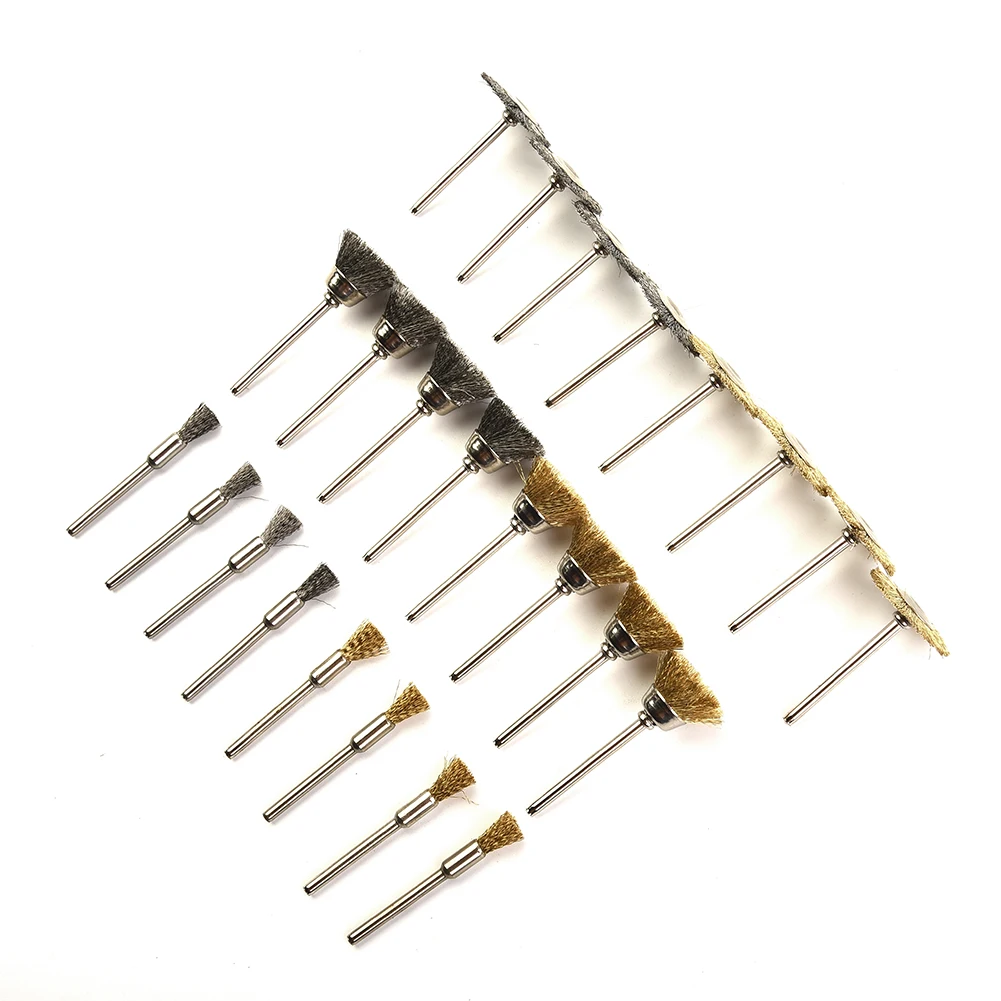 

Rotary Tools Kit Angle Shank Set Cleaning Wire wheel brush Rust 24pcs Brass Stainless Steel Polishing Accessories