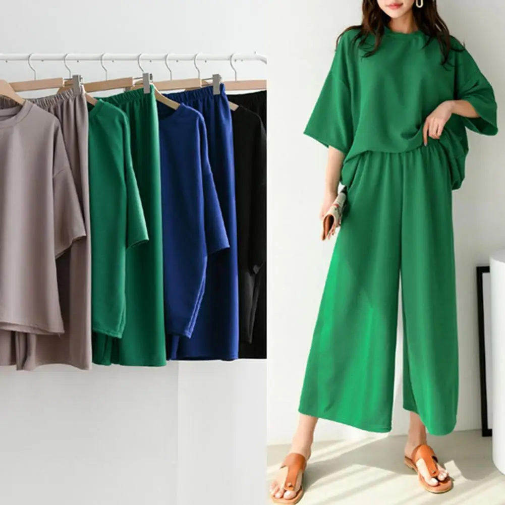 Breathable Summer Clothing Stylish 2-piece Solid Color Lounge Wear Set O-neck T-shirt Half Sleeve High Waist Pants For Comfort
Breathable Summer Clothing Stylish 2-piece Solid Color Lounge Wear Set O-neck T-shirt Half Sleeve High Waist Pants For Comfort