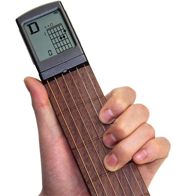 Pocket Guitar Chord Practice Tool, Portable Guitar Neck for Trainer Beginner w/a Rotatable Chords Chart Screen Pocket Guitar Chord Practice Tool, Portable Guitar Neck for Trainer Beginner w/a Rotatable Chords Chart Screen