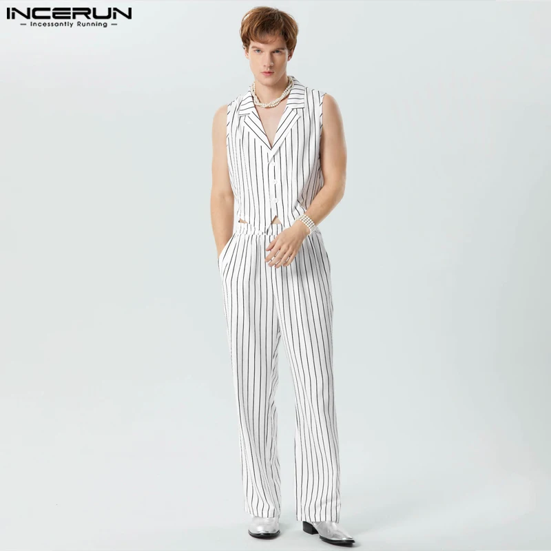 INCERUN 2023 American Style Sets Handsome Mens Sleeveless Vests Long Pants Leisure Male Personality Stripes Two-piece Sets S-5XL
INCERUN 2023 American Style Sets Handsome Mens Sleeveless Vests Long Pants Leisure Male Personality Stripes Two-piece Sets S-5XL