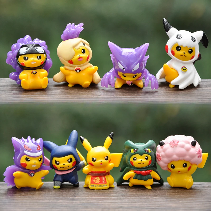 

9Pcs/Set New Pokemon Anime Pikachu Cosplay Elf Doll Pet Model Gengar Figure Cartoon 4-5CM Mini Toy Kids Birthday Christmas Gift