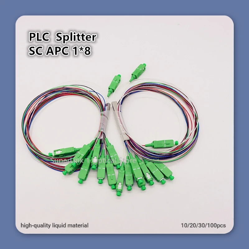 

10/20/50/100PCS/Lot 1X8 PLC SC/APC Splitter SM 0.9mm G657A1 PVC 1m FTTH Fiber Optic color Splitter Optical Singlemode Simplex