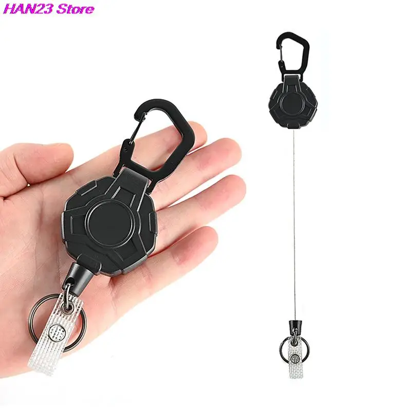 

New Style Anti-theft Metal Easy-to-pull Buckle Rope Elastic Keychain Sporty Retractable Key Ring Anti Lost Yoyo Ski Pass ID Card
