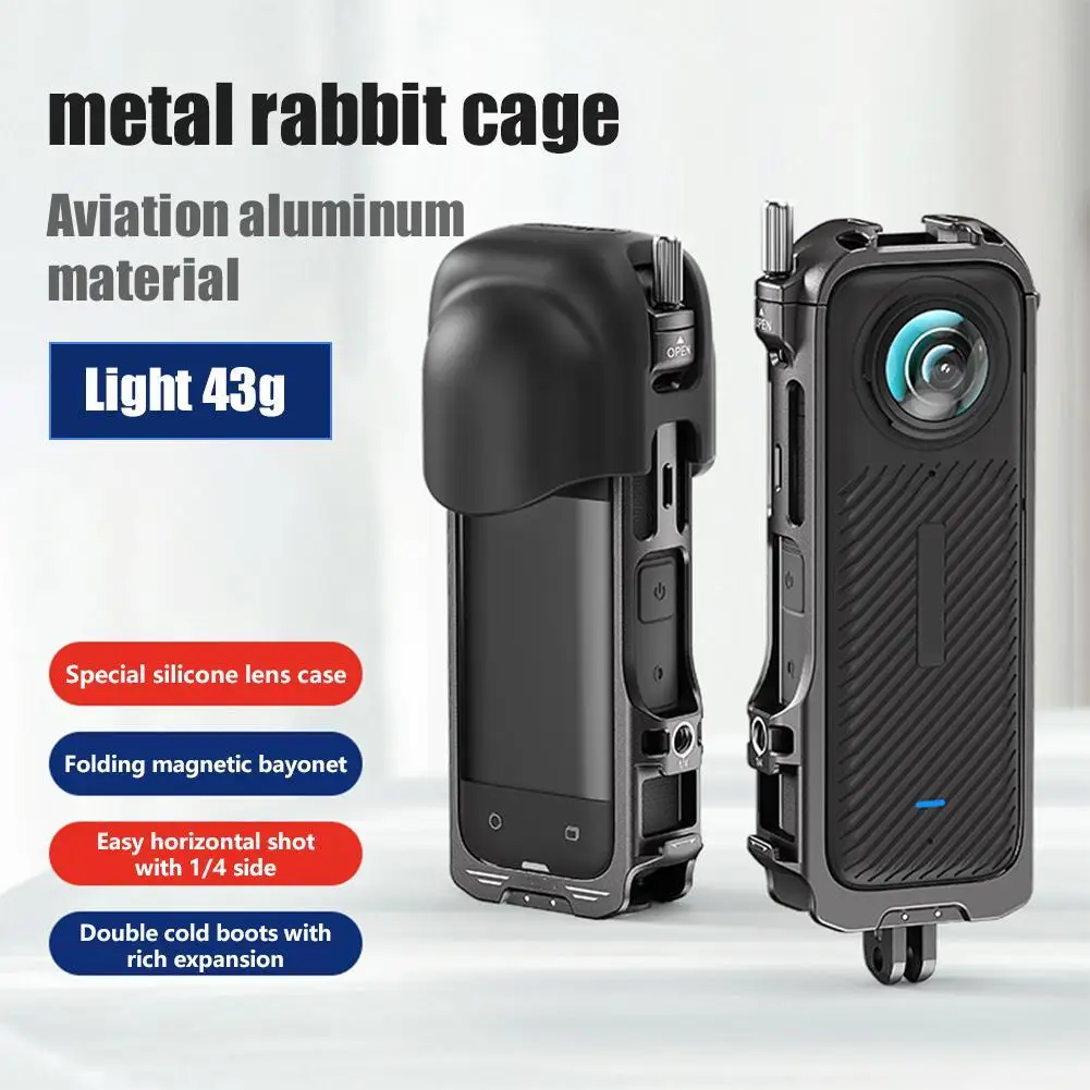 

1set Metal Rabbit Cage For Insta360 X4 Protective Expansion Case Aluminum Alloy For Insta 360 X4 Action Camera Accessories