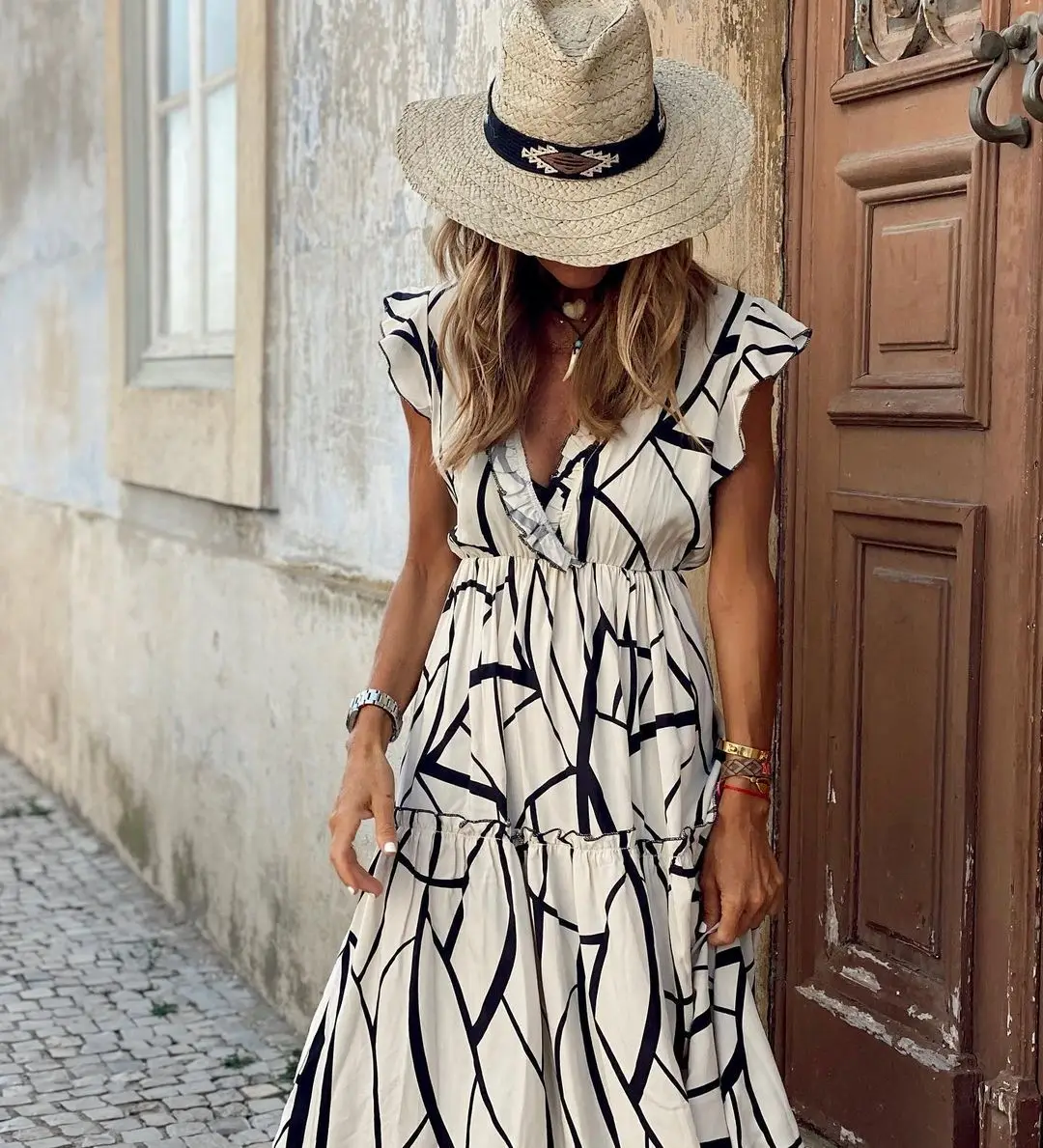 Summer Womens Printed Short Sleeve Skater Dress Ladies Slim Fit Ruffled Sundress Party Gowns
Summer Womens Printed Short Sleeve Skater Dress Ladies Slim Fit Ruffled Sundress Party Gowns