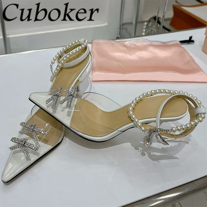 

Runway Clear PVC Crystal Women Sandals Rhinestone Compass Strange Heel Slingback Party Shoes Sexy Pointy Toe Bride Wedding Shoes