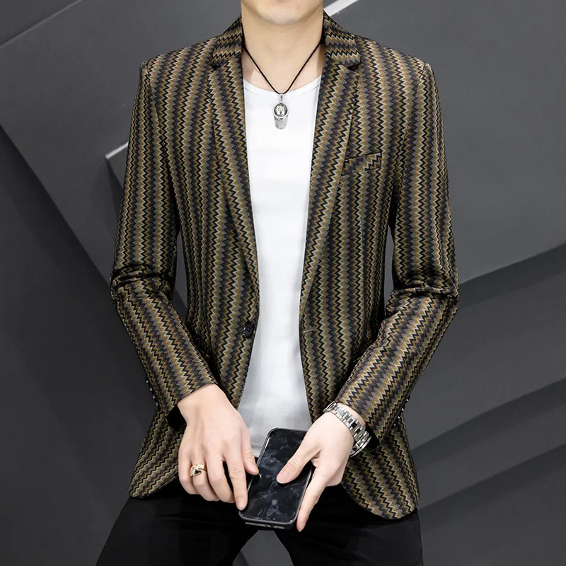 2023 Men's Business Leisure Professional Striped Printed Suit Jacket Youth Slim Fit Fashion Tailored blazer
2023 Men's Business Leisure Professional Striped Printed Suit Jacket Youth Slim Fit Fashion Tailored blazer