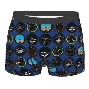 Men Boxer Shorts Panties Military Flight Instruments Polyester Underwear Male Humor Plus Size Underpants