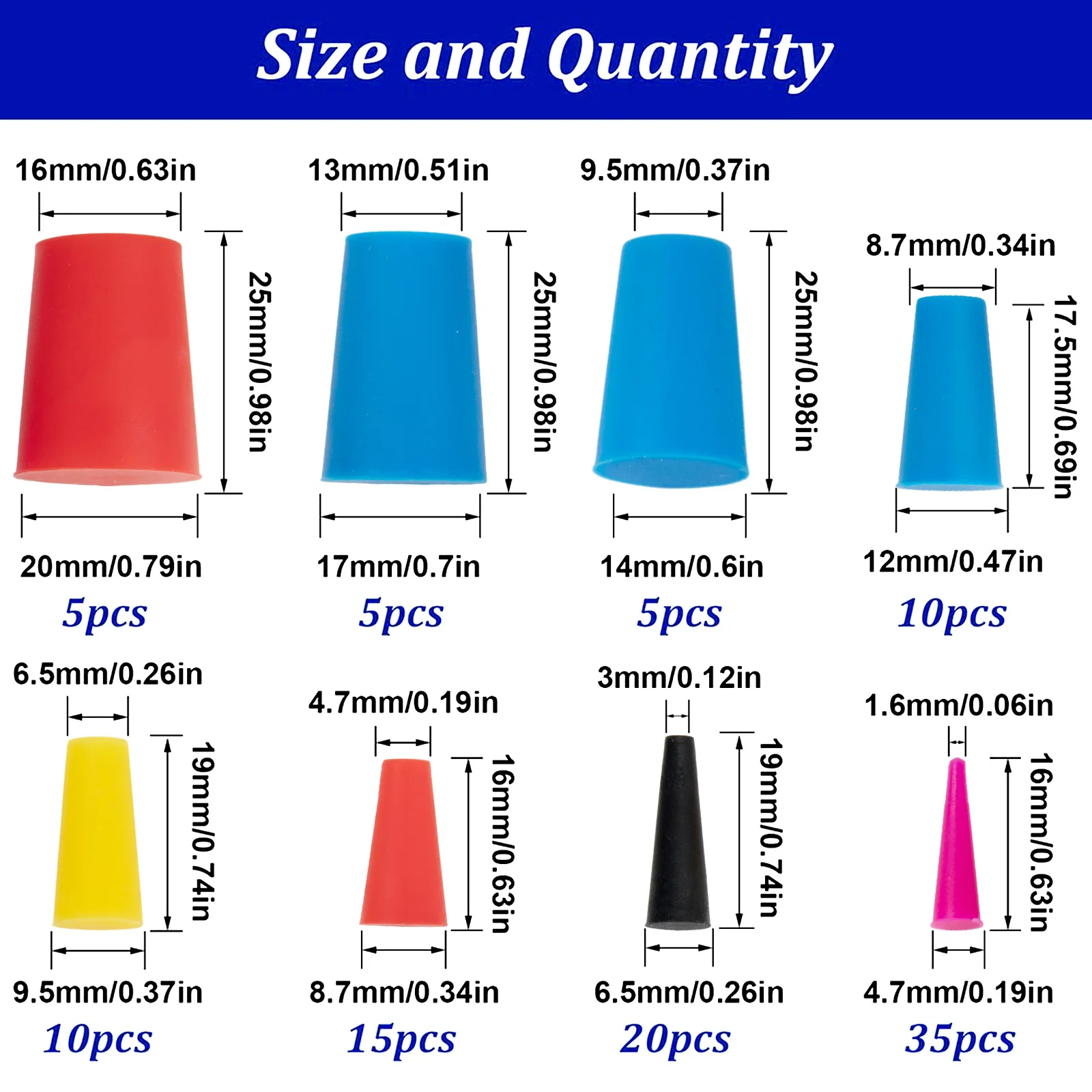 Protective Silicone Cone Plugs, 105pcs High Temp Masking Plugs Assortment Kit for Covering Holes, Durable and Non Toxic Material
Protective Silicone Cone Plugs, 105pcs High Temp Masking Plugs Assortment Kit for Covering Holes, Durable and Non Toxic Material