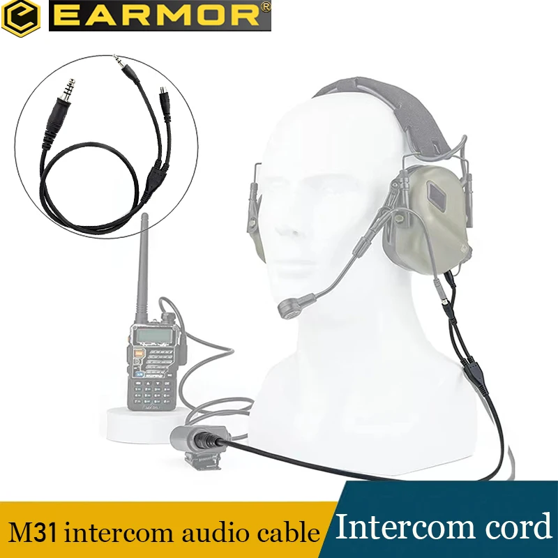 

EARMOR M31 Tactical Headset Microphone Audio Cable Tactical Communications Headset Radio Intercom Cable Microphone Kit