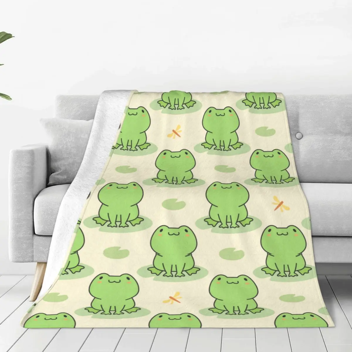 

Kawaii Frog Blanket Flannel Frogs Animal Ultra-Soft Throw Blanket for Airplane Travel Bed Rug
