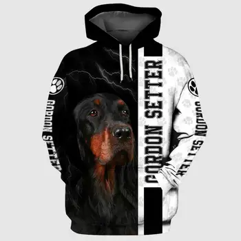 Camiseta Estilo Casual Masculina: Conforto e Estilo para o Dia a Dia 8 HX Gordon Setter Hoodies 3D Graphic Black Sky Lightning Animals Hoodie All Printed Pullovers Tops Men Sweatshirts S-5XL