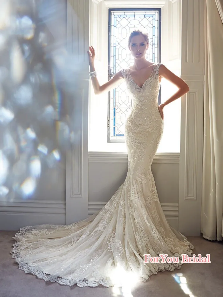 See Through Floor Length Vestidos De Novias De Tull backless White Mermaid Wedding Dress With Train 2016 New Arrival
See Through Floor Length Vestidos De Novias De Tull backless White Mermaid Wedding Dress With Train 2016 New Arrival