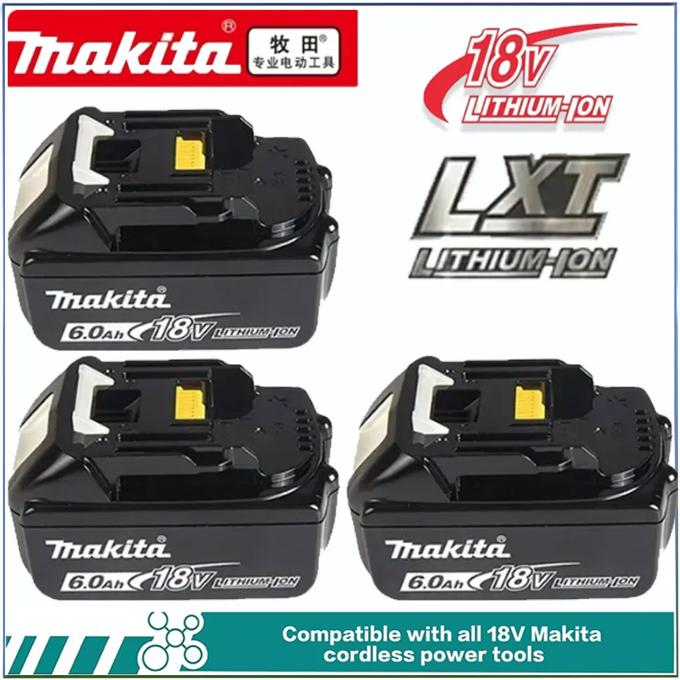 

100% Original Makita Rechargeable Power Tool Battery, Replaceable LED Lithium-ion, 6.0 Ah 18V LXT BL1860B BL1860BL1850 BL1830