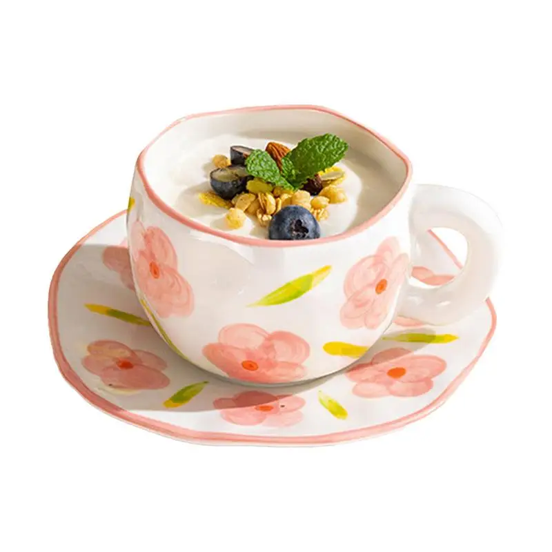 Ceramic Coffee Mug With Saucer Set Cute Hand-Painted Flowers Mug Large Capacity Office Home Breakfast Milk Coffee Cup For GIfts
Ceramic Coffee Mug With Saucer Set Cute Hand-Painted Flowers Mug Large Capacity Office Home Breakfast Milk Coffee Cup For GIfts