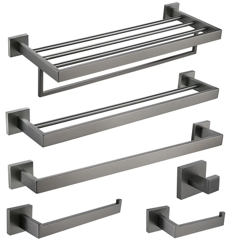 Grey Stainless Steel Wall Mounted Bathroom Hardware,Towel Rack Bar,Toilet Paper Holder,Toilet BrushToilet Accessories,Robe Hook
Grey Stainless Steel Wall Mounted Bathroom Hardware,Towel Rack Bar,Toilet Paper Holder,Toilet BrushToilet Accessories,Robe Hook