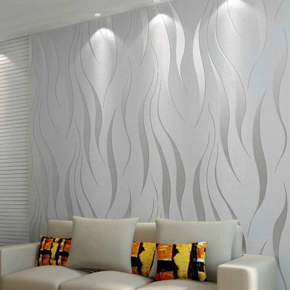 

Modern Simple 3D Wallpaper TV Background Bedroom Living Room Wallpaper Curve Stripe Non-Woven Film Television Wallpaper Decor