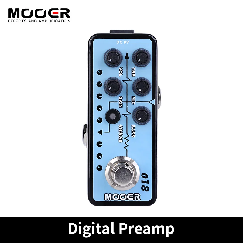 

MOOER 018 Custom 100 Digital Preamp Guitar Effect Pedal Cabinet Simulation Dual Channels 3-Band EQ & Gain Electric Guitar Pedal