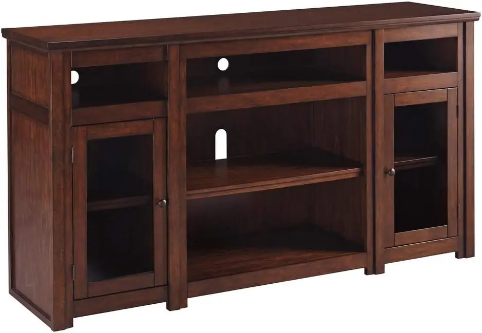 

Signature Design by Ashley Harpan Traditional TV Stand Fits TVs up to 70", 3 Adjustable Shelves, 2 Storage Cabinets, Brown