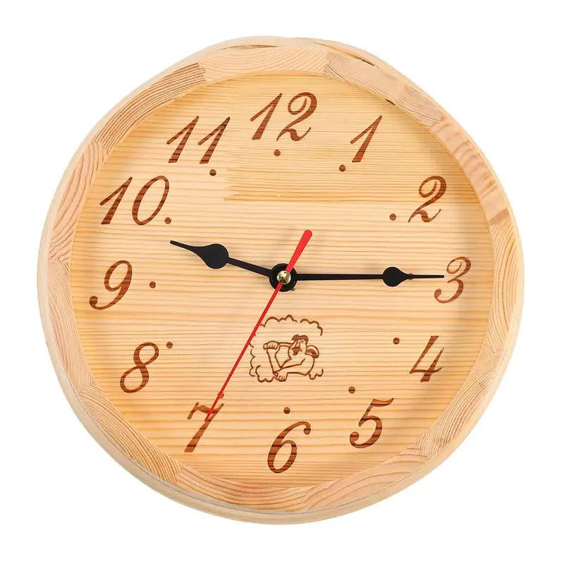 

1Pc Wooden Clock High Temperature Resistance Sauna Room Clock Wall Hanging Clock SPA Steaming Room Equipment 22.3x22.3x6.5cm