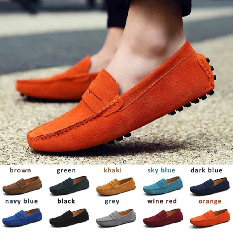 

Man Casual Shoes Classic Original Suede Leather Penny Loafers Slip on Flats Male Moccasins Peas Shoes