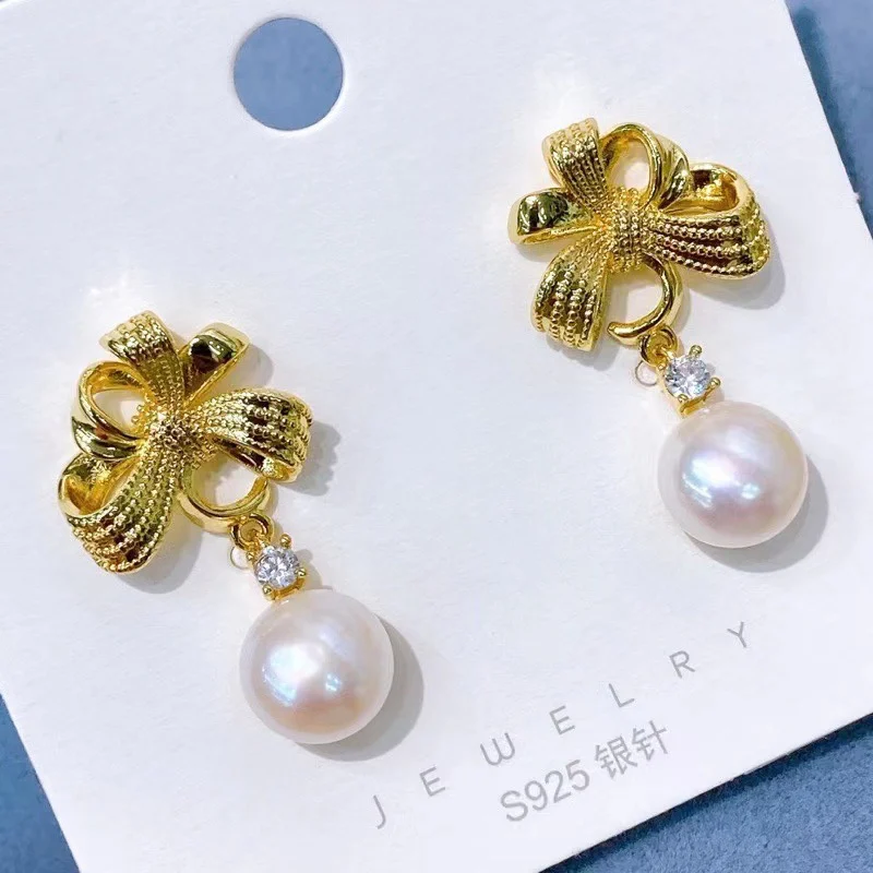 

Women New 2022 Design Jewlery Gifts 3Pairs Wholesale 7-8mm Natural Freshwater Pearl Dangle Earrings