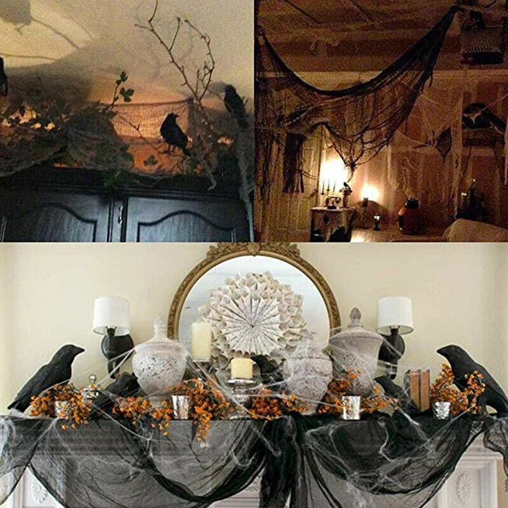 Halloween Lace Black Gauze Cloth Spider Web Halloween Party Decorations Haunted House Window Table Door Horror Layout Supplies
Halloween Lace Black Gauze Cloth Spider Web Halloween Party Decorations Haunted House Window Table Door Horror Layout Supplies