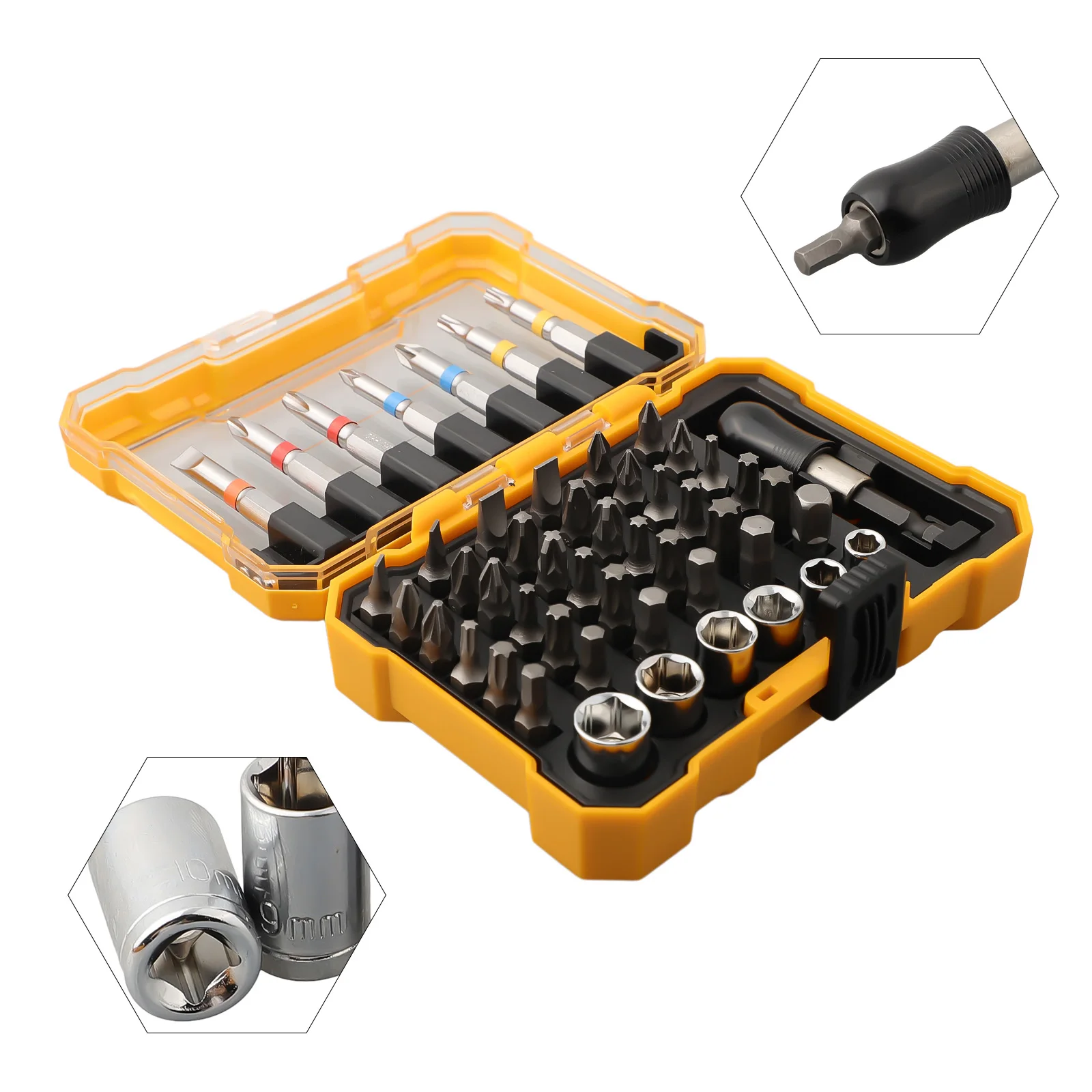 50PCS Magnetic Hex Torx Screwdriver Bits Storage Case T25 T30 PH1 PH2 PZ1 PZ2 Bit Sleeve NutdriversWorkshop Equipment Hand Tools
50PCS Magnetic Hex Torx Screwdriver Bits Storage Case T25 T30 PH1 PH2 PZ1 PZ2 Bit Sleeve NutdriversWorkshop Equipment Hand Tools